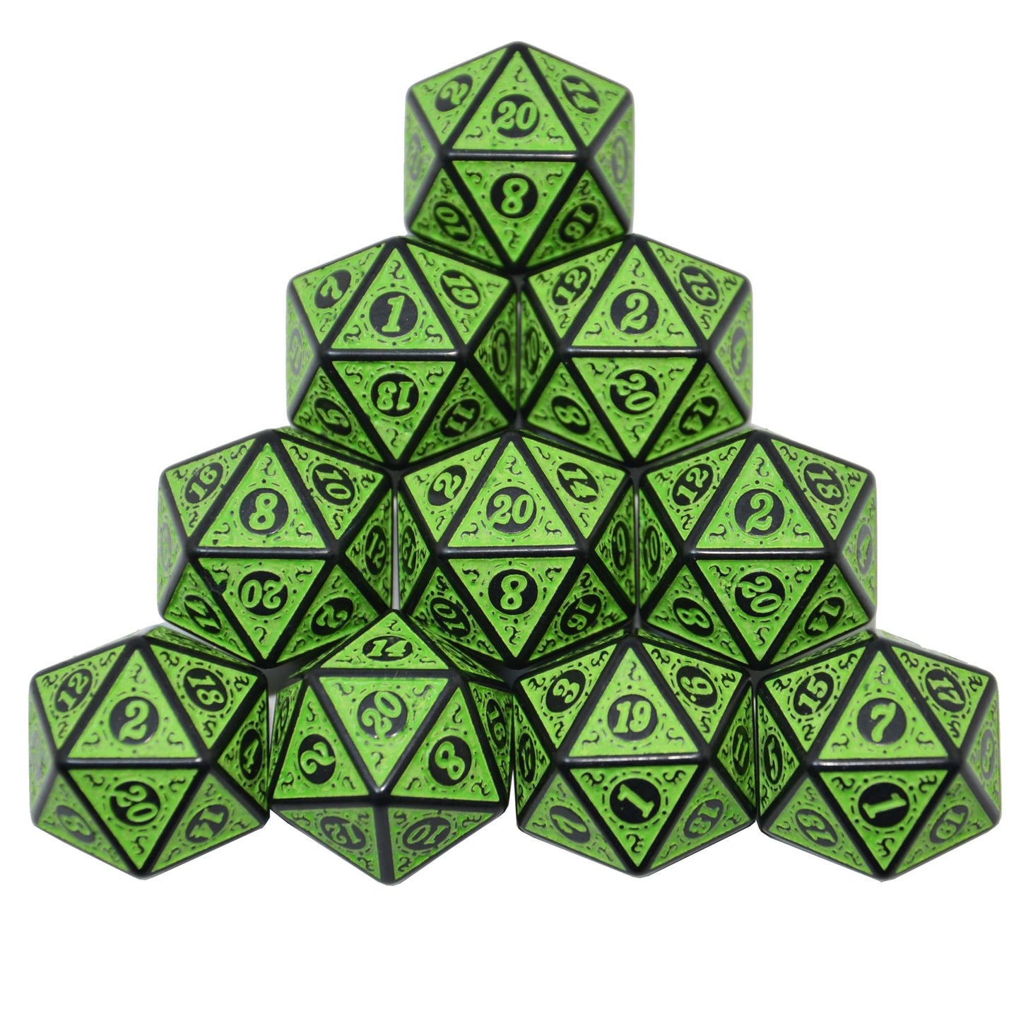 Smartdealspro 10-Pack Retro 26Mm Large 20 Sided Dice D20 Polyhedral Dice For Dnd Rpg Mtg Table Game(Retro Green)