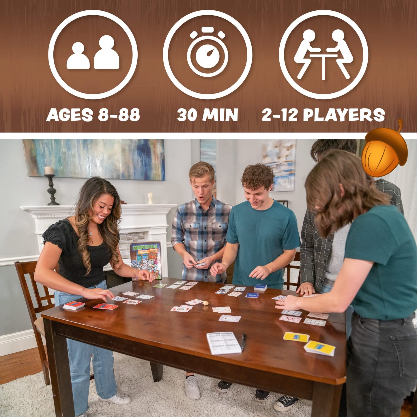 Squirrel Products Completely Nuts Fast Paced Party Game, Card Game For 2-12 Players Ages 8 And Up, Free For All Card Game For Family Game Night