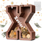 Summidate Wooden Letter Piggy Bank  Extra Thick Large Capacity Piggy Bank for Kids Boys Girls Toddler  Alphabet X Money Bank| Coin Box Birthday  Christmas  Festival