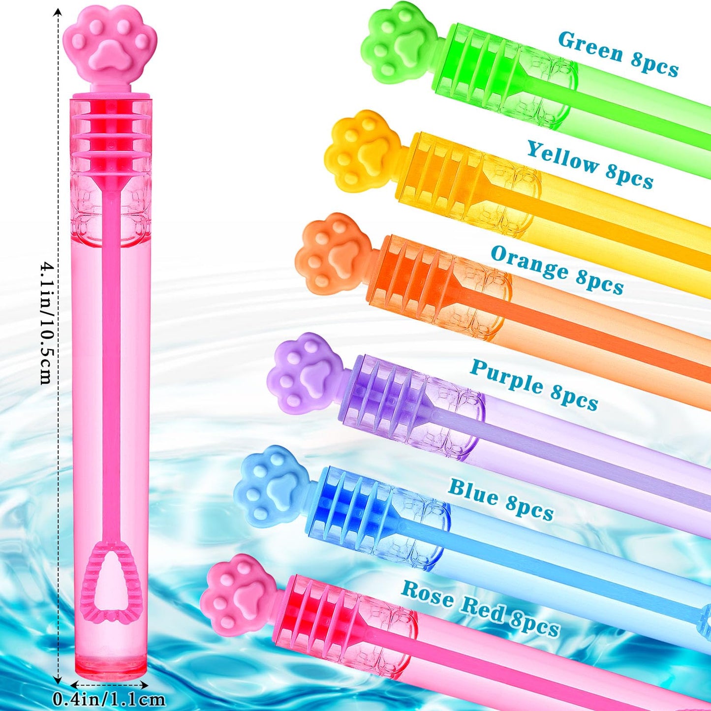 Snln 48Pcs Paw Print Bubble Wands For Kids Toddlers Mini Bubbles Party Favors Small Bubbles Bulk, Valentines Day Easter Wedding