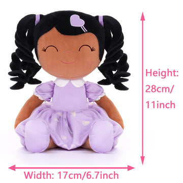 Gloveleya Baby Doll Gifts Plush Curly Girl Toys With Love 16' Purple Tanned Skin
