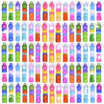 75Pcs Mini Pop Fidget Keychain Toys Easter Basket Stuffers For Kids Mini Pop Bulk Party Favors For Kids 3-5 4-8 Push Popping Bubble Sensory Toy Party Bag Fillers Pop Anti-Anxietyt Toy For Kids Adults