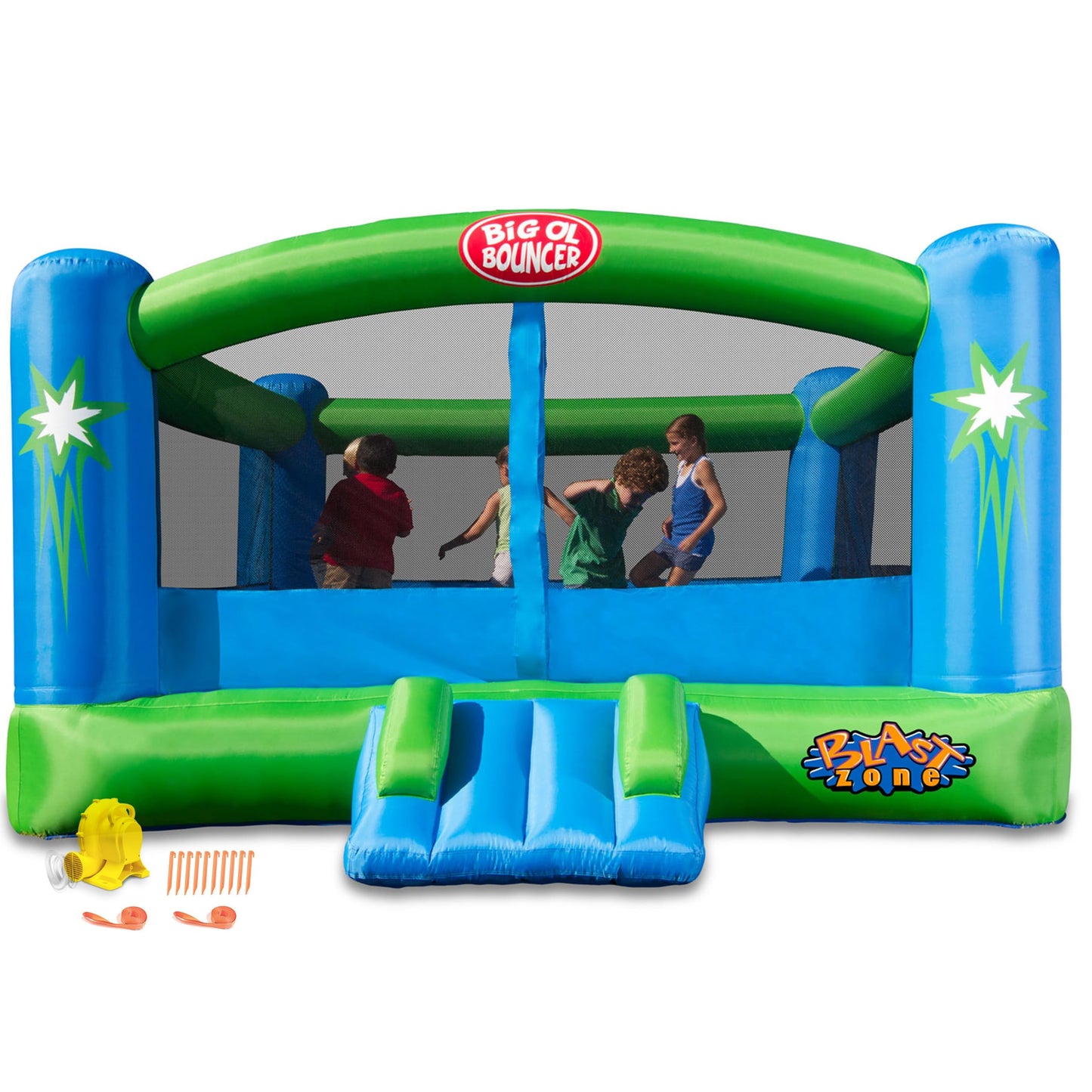 Blast Zone Big Ol Bouncer - 15x12 Inflatable Bounce House with Blower - Huge - enhanced Quality - 6 Players