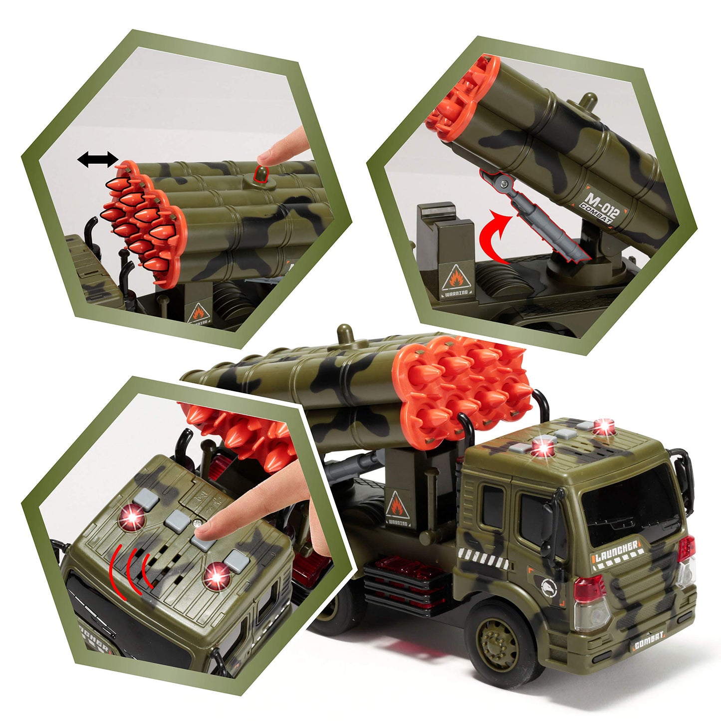 JOYIN 3 in 1 Friction Powered Siren Army Vehicle Toy with Action Figures - Military Truck  Helicopter and Tank Toy with Light and Sound Siren for Imaginative Play  Presents for Kids