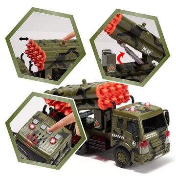 JOYIN 3 in 1 Friction Powered Siren Army Vehicle Toy with Action Figures - Military Truck  Helicopter and Tank Toy with Light and Sound Siren for Imaginative Play  Presents for Kids