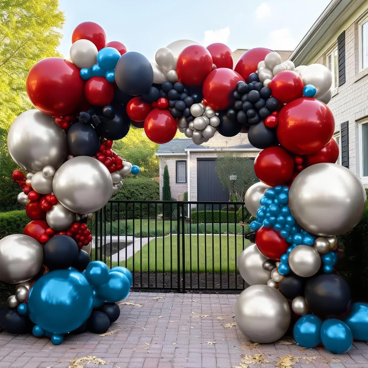 Black Red Blue Balloon,60 Pcs 12 Inches Metallic Silver Spider Balloons For Kids Spider-Theme Birthday Decorations Birthday Balloons Baby Shower Engagement Party Supplies