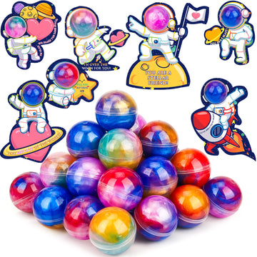 28 Pack Valentines Day Gifts For Kids - Galaxy Slime Stress Relief Fidget Toys With Valentines Day Cards For Kids School Valenti