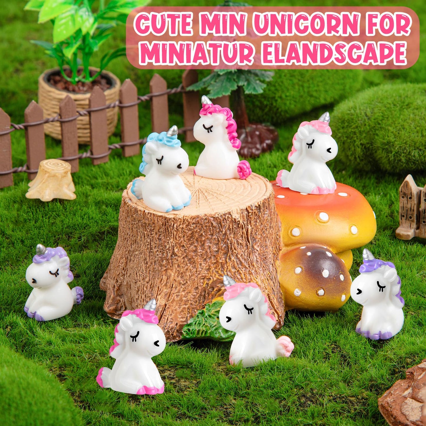 Lhsyfbz 48Pcs Mini Resin Unicorn, Miniature Unicorn Figurines, Mini Resin Animals To Hide For Garden Landscape Aquarium Dollhous
