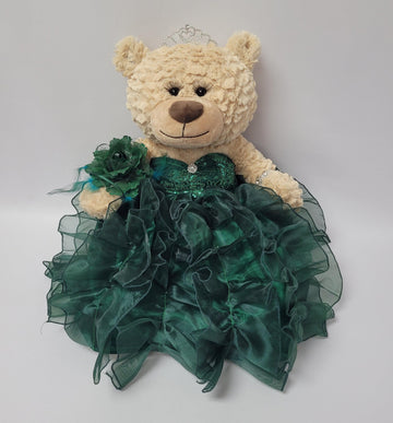 KINNEX COLLECTIONS SINCE 1997 20'' Quince Anos Quinceanera Last Doll Teddy Bear with Dress (Centerpiece) ~ ARC16832-33R (Emerald