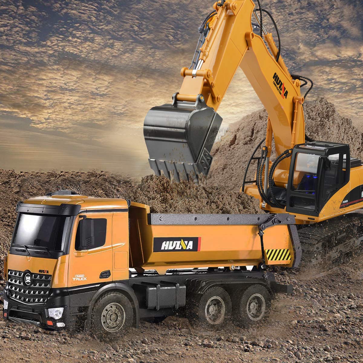 KidsFaves Remote Control Dump Truck Toy 15 LBS Load Capacity 1/14 Scale RC Truck Heavy Duty Metal Construction Vehicles RC Dump
