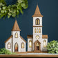 Melrose Wood and Iron Church with Brown Finish 85413DS