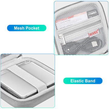 Bovke Carrying Case Compatible With Anbernic Rg35Xxsp Handheld Game Console, Rg35Xxsp Clamshell Retro Games Consoles Flip Hand-Held System Holder With Mesh Pocket For Cables And Accessories, Silver