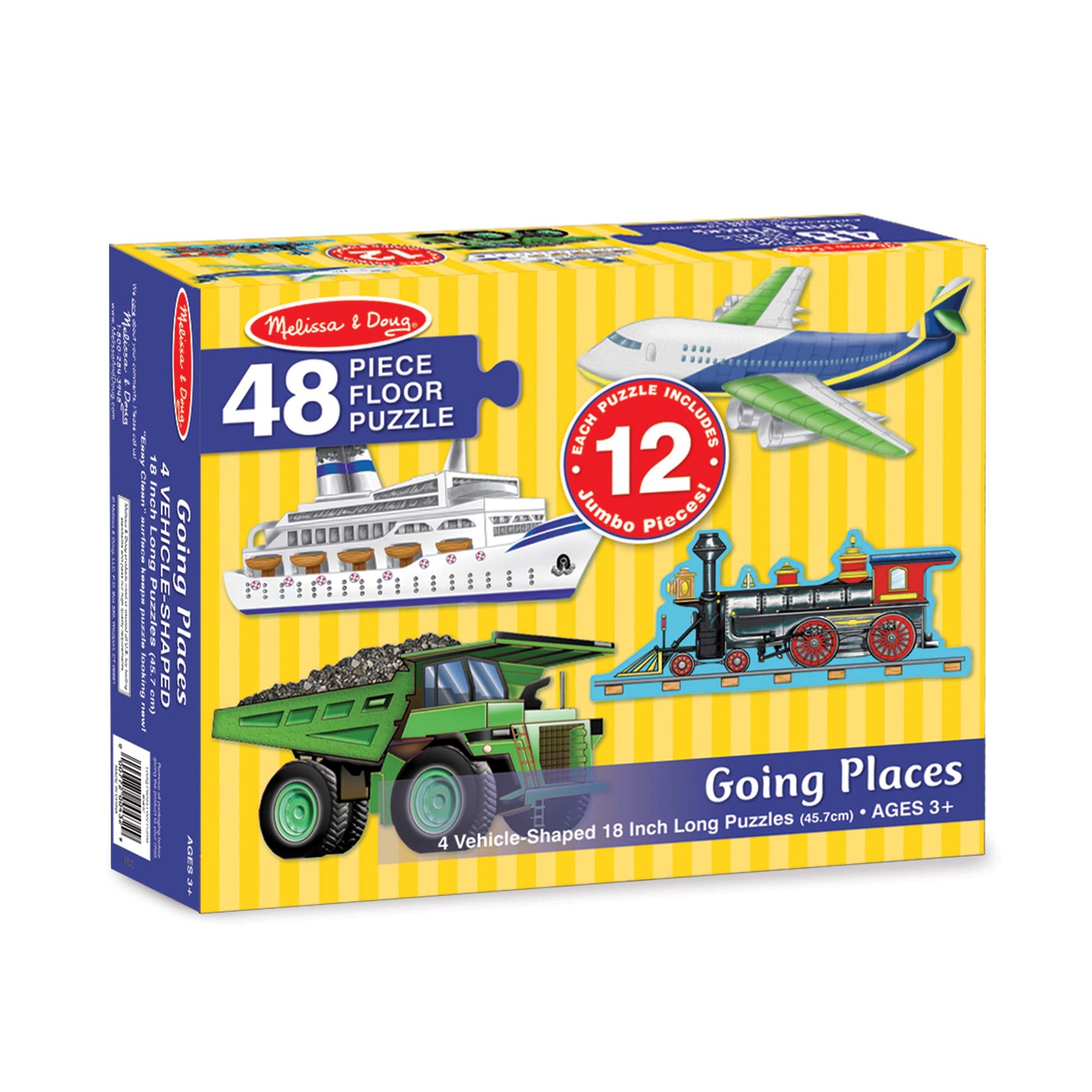 Melissa & Doug Going Places Vehicles Floor Puzzles (4 Puzzles, 12 Pcs Each)