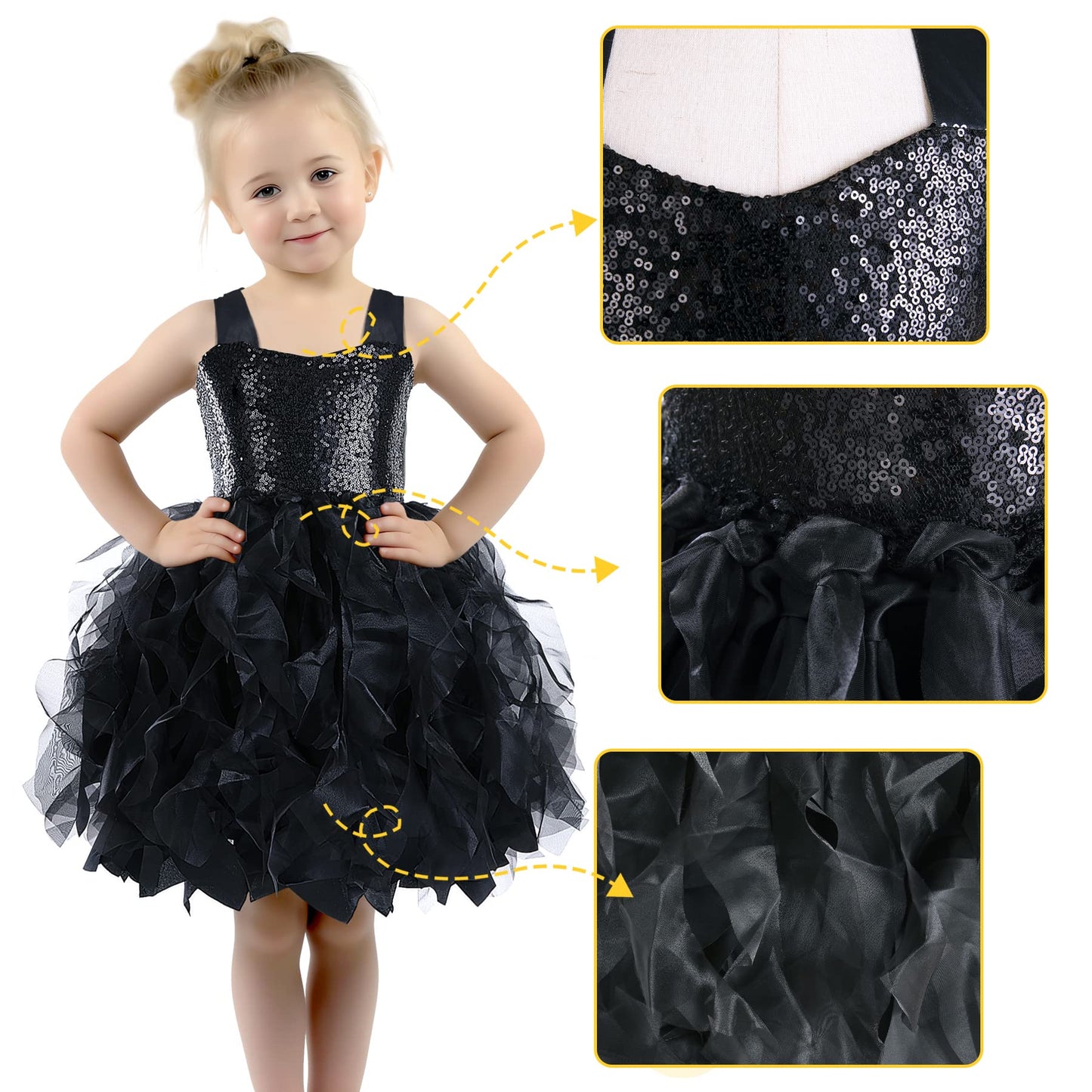 Black Tutu Dress for Girls Black Tulle Dress Kids for Birthday Party Wedding Dancing Fancy Dress 10T