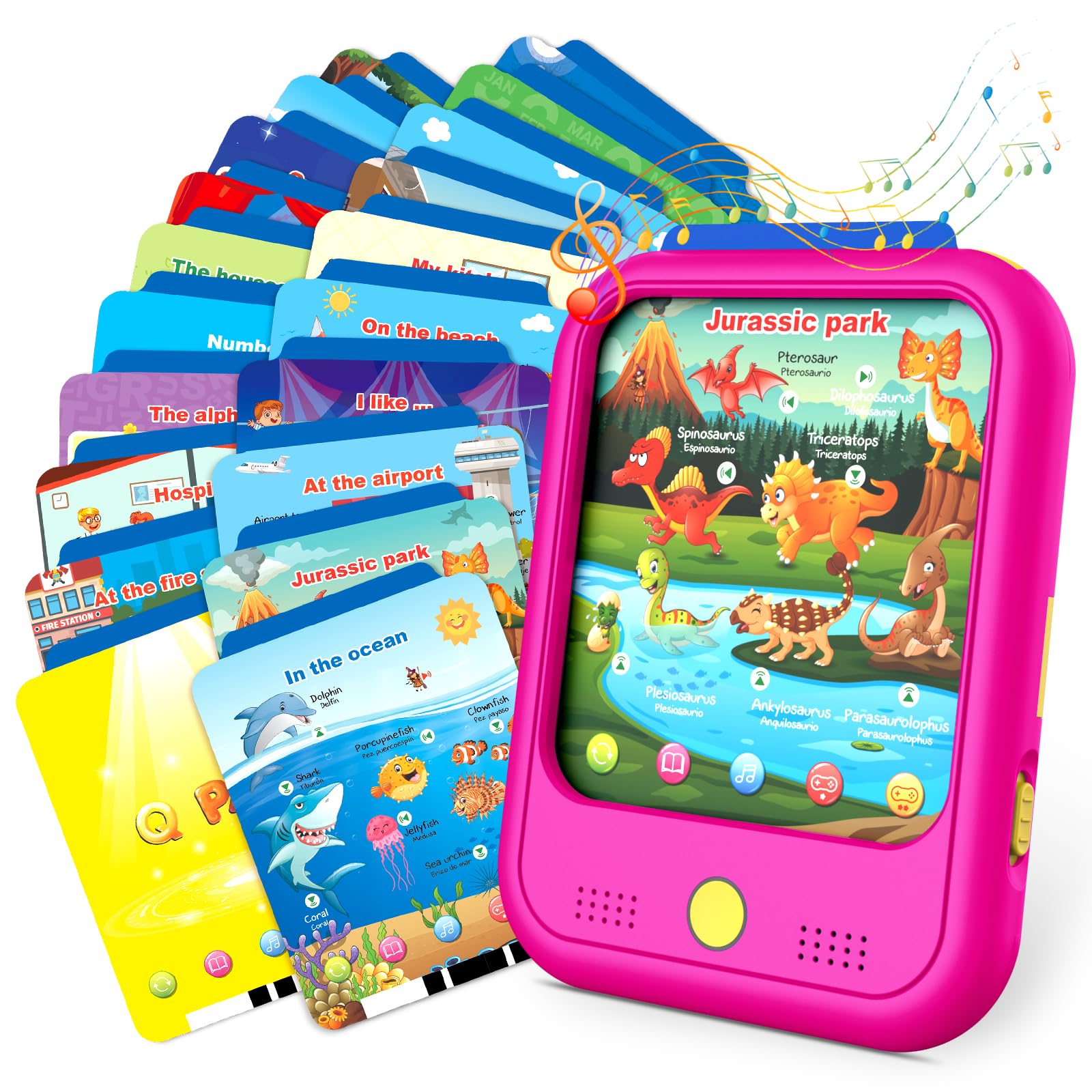 Qiaojoy Kids Learning Tablet Educational Learning Pad For Toddlers 2-5 To Learn Alphabets, Numbers, Foods, Time, Music, Vehicles