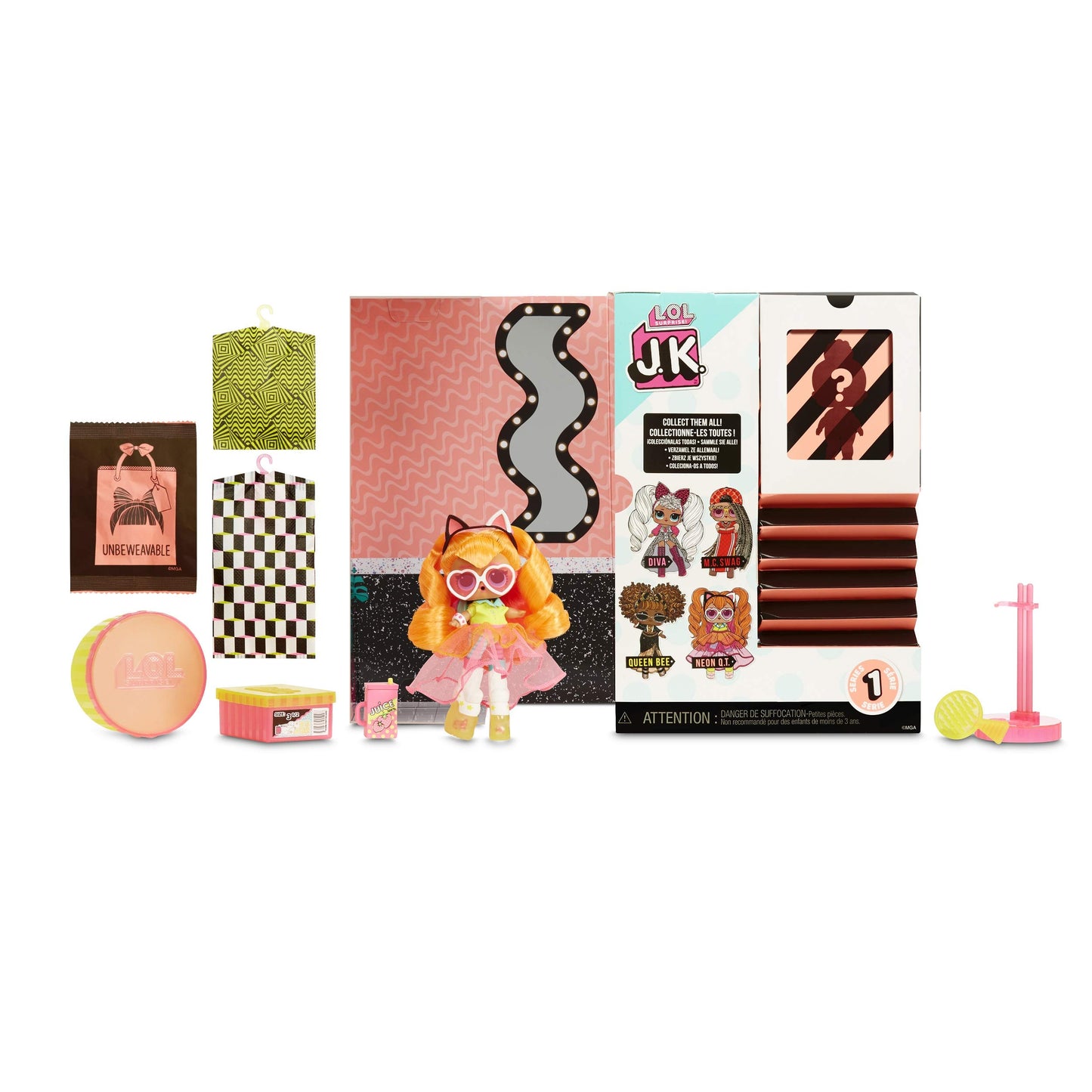 L.O.L. Surprise! JK Neon Q.T. Mini Fashion Doll with 15 Surprises Including Dress Up Doll Outfits  limited availability Doll Accessories- Gifts for Girls and Mix Match Tosy for Kids 4-15 Years