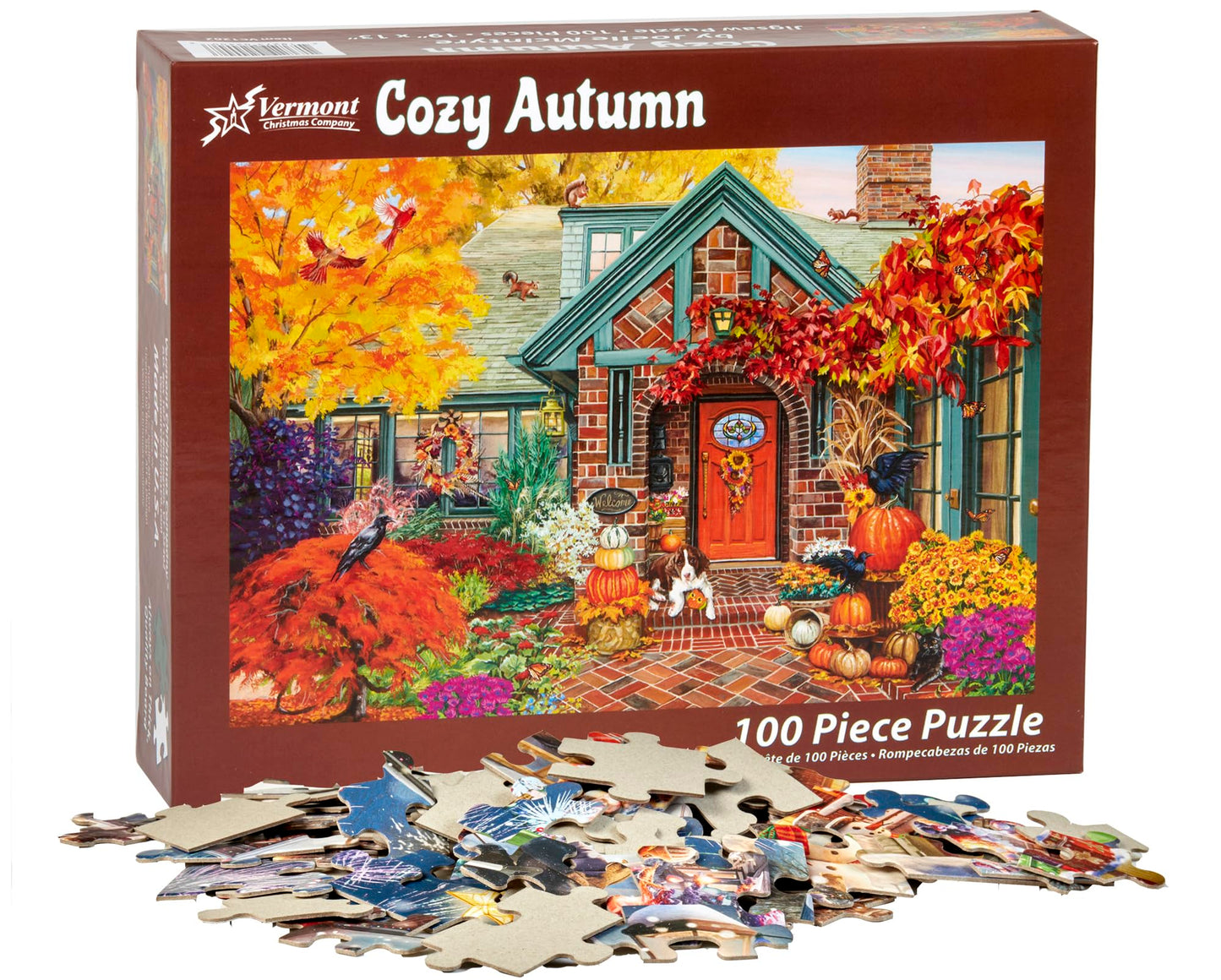 Vermont Christmas Company Cozy Autumn Jigsaw Puzzle 100 Piece, Large Pieces Perfect For Kids And Seniors