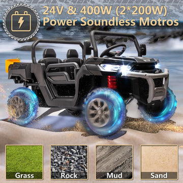 24V Ride On Toys For Big Kids W/Remote Control, 2 Seater Kids Utv W/20 Seat, 2X200W Powerful Motors, 24V Ride On Dump Truck W/Du