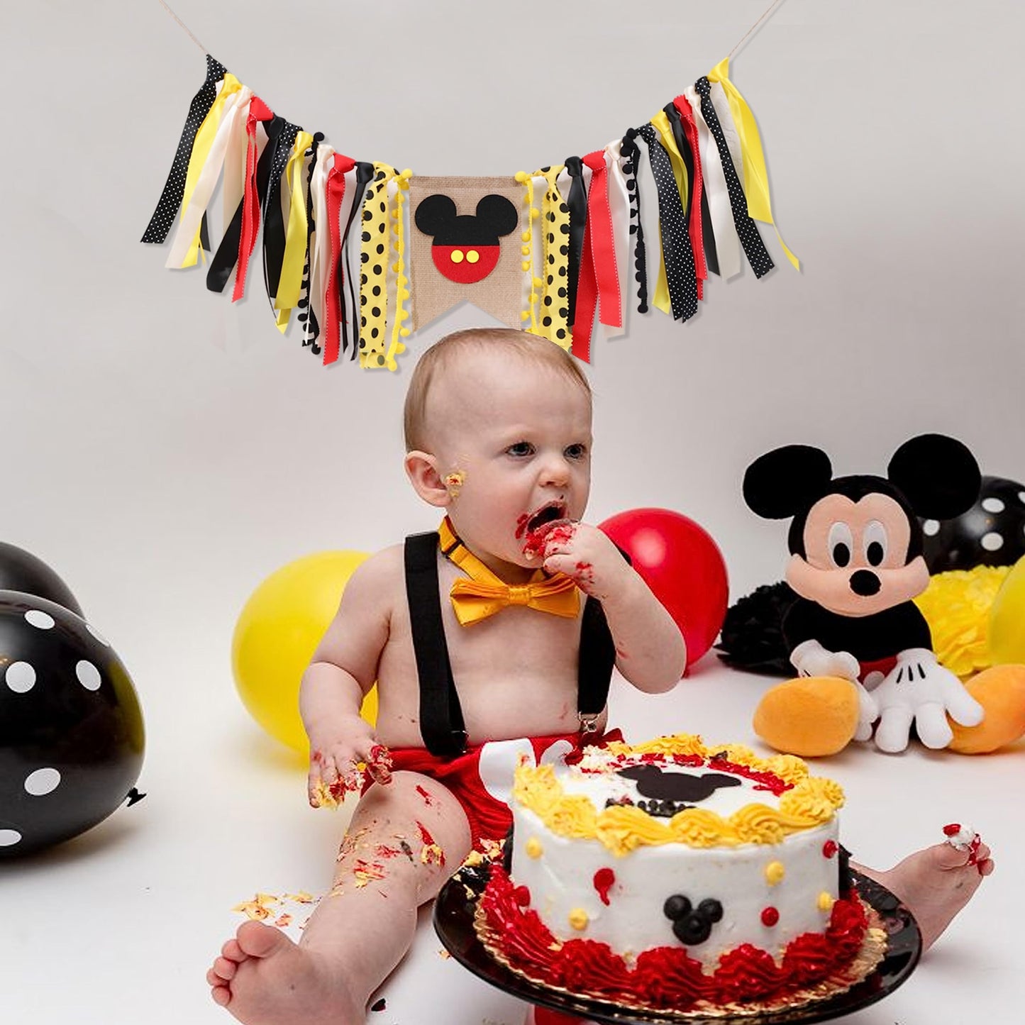Mickey Mouse High Chair Banner - Mickey Mouse Birthday Decorations Boy,Mickey Party First Birthday Highchair,Mickey Mouse High C