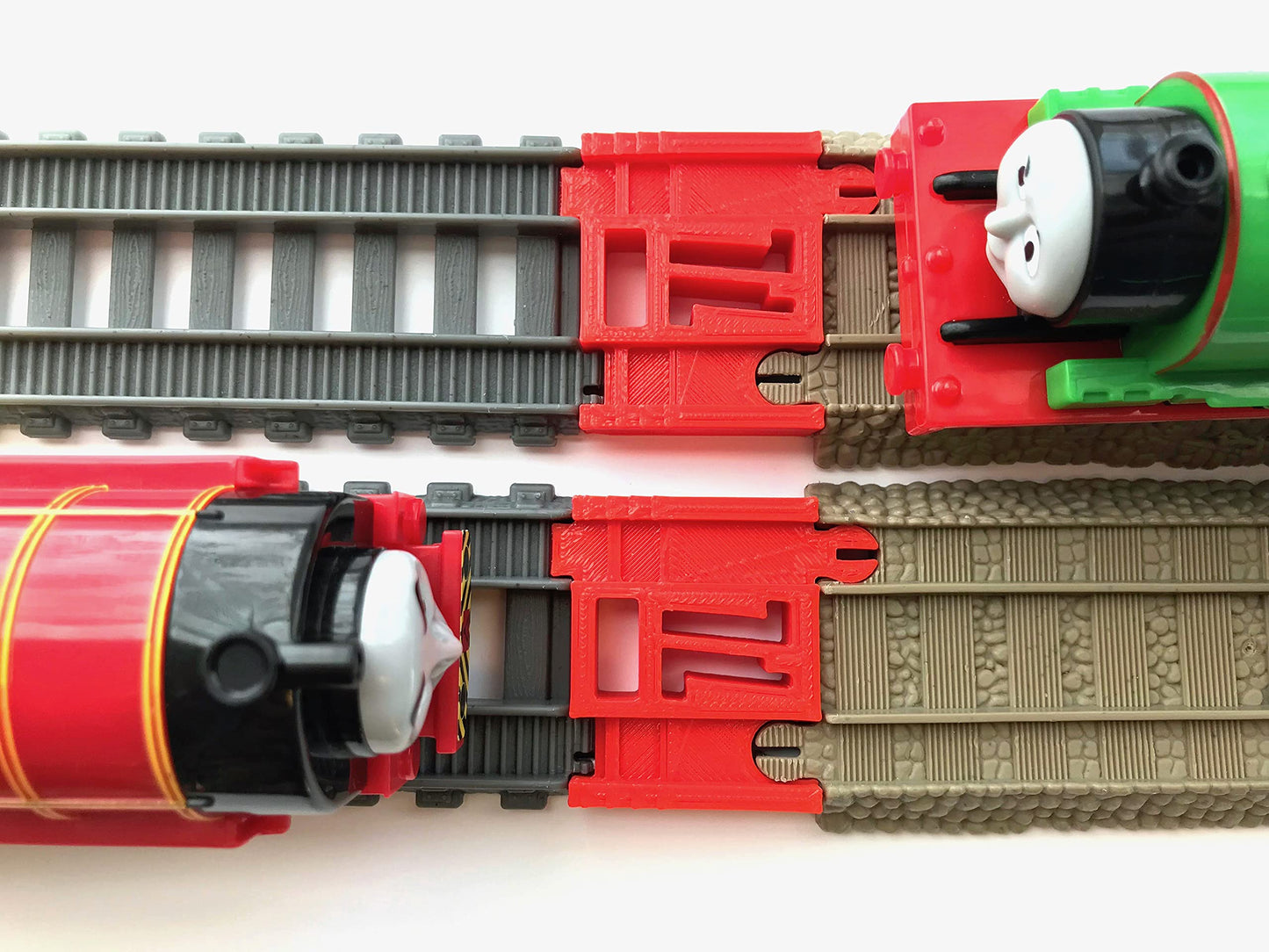 TrainLab.com adapters compatible with Thomas & Friends TrackMaster New Gray & Old Brown tracks  essential Trackmaster track accessories for easy expansion! (2pc) (Red)