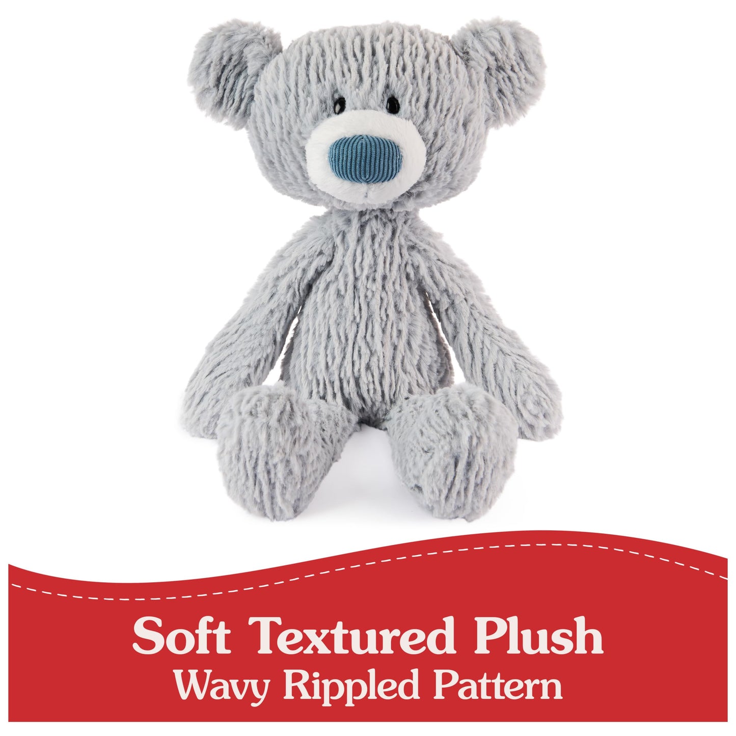 GUND Toothpick Wavy Bear Stuffed Animal, Gray, 15", Polyester, For Ages 1+, Model 6071144