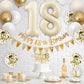 18Th Birthday Decorations Sand White Gold,18Th Birthday Balloons Beige Gold,Happy 18Th Birthday Banner With Cake Toppers Number