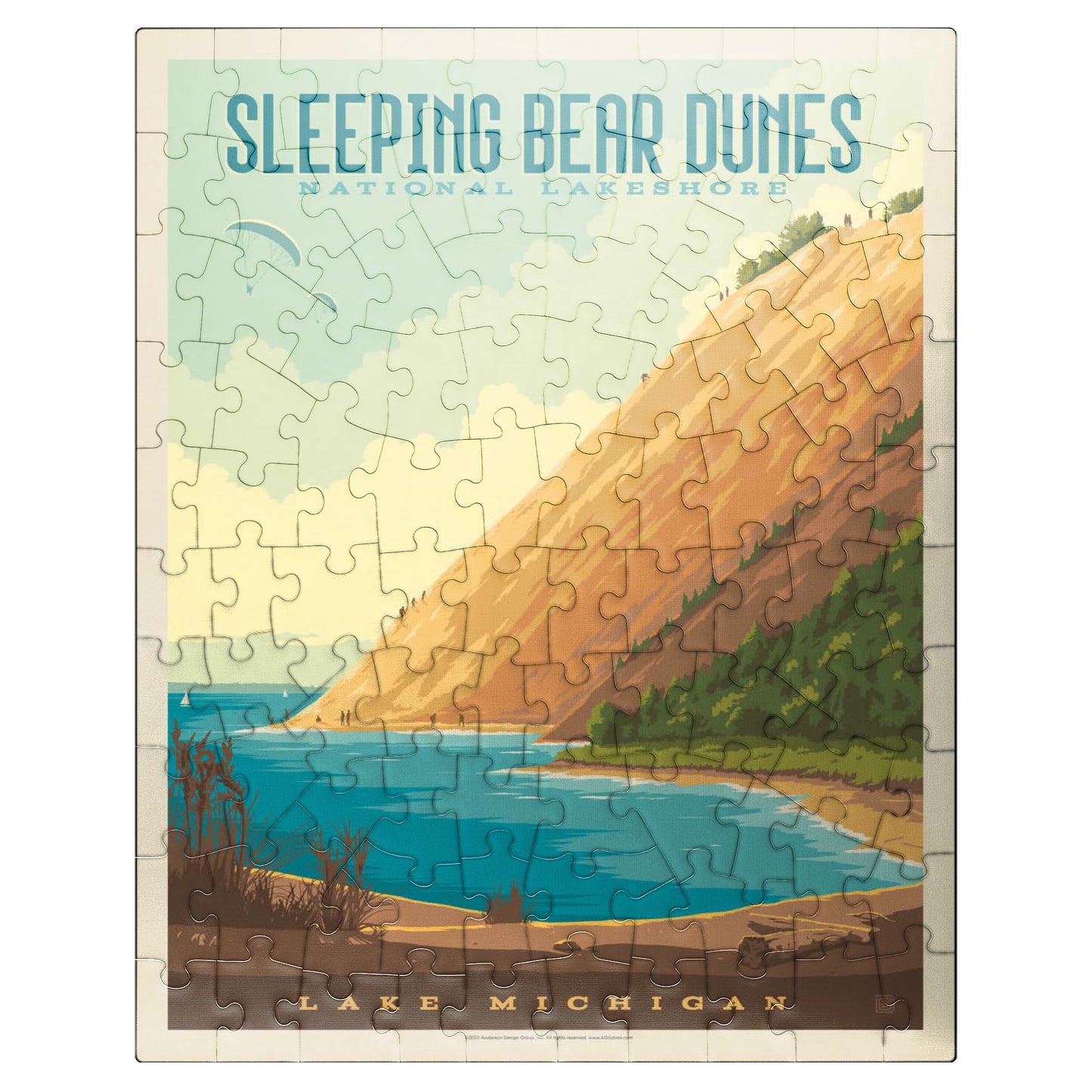 Mypuzzle Sleeping Bear Dunes National Lakeshore, Vintage Poster - Premium 100 Piece Jigsaw Puzzle For Adults