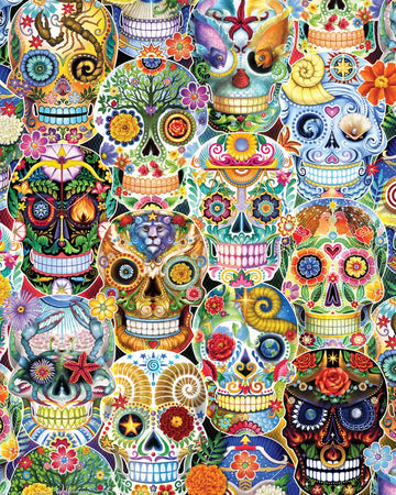 Vermont Christmas Company 1000 Piece Jigsaw Puzzle - Day of The Dead Sugar Skulls - 30" x 24" - Made of Puzzle Board