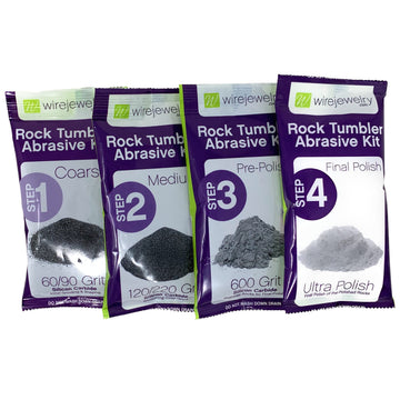 Wirejewelry Brazilian Rock Tumbler Refill Kit - 1.5 Lbs. Of Brazilian Stone Mix And 1 Batch Of 4 Step Abrasive Grit And Polish