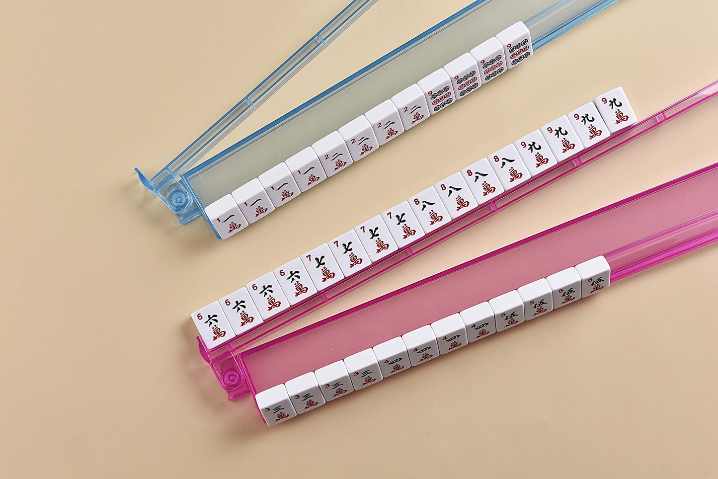 Mose Cafolo Set Of 4 All-In-One Transparent Mahjong Rack & Pusher Acrylic American Mah Jongg Rack Pusher 18.7' (Multi-Color)