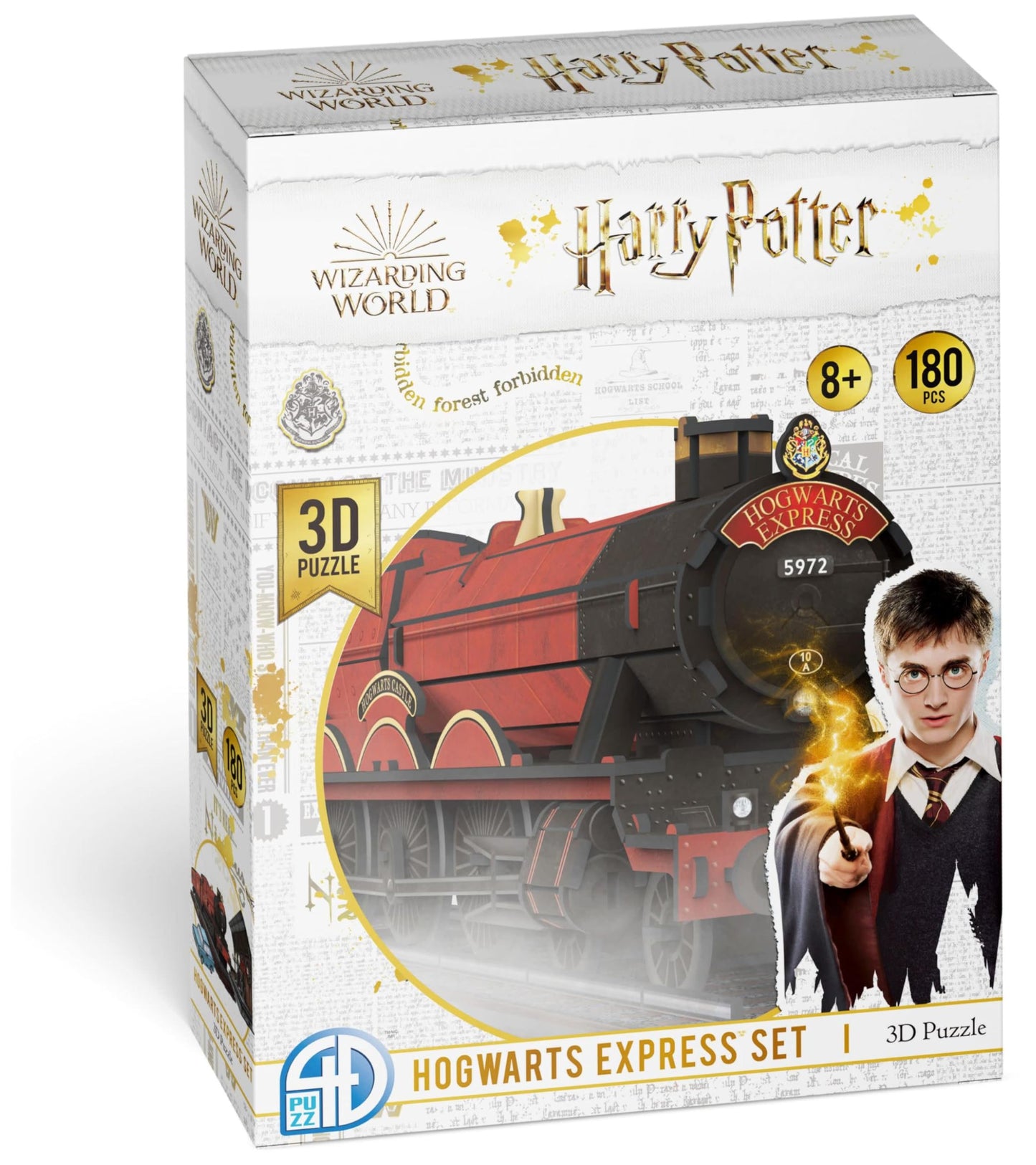 4D Build 3D Puzzle - Harry Potter Hogwarts Express, 181 Pieces, Cardboard, 29.5" x 6.7" x 5.7", Ages 14+