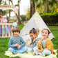 4 Teepee Tent For Kids, Sleepovers Tent For Kids, Inflatable Airbed With Mattresses,Star Lights, Fitted Sheet,Charging Pump, Bir