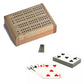 WE Games Wooden Travel Cribbage Board Set, Small 2-Track, Gold with Card Storage & Metal Pegs