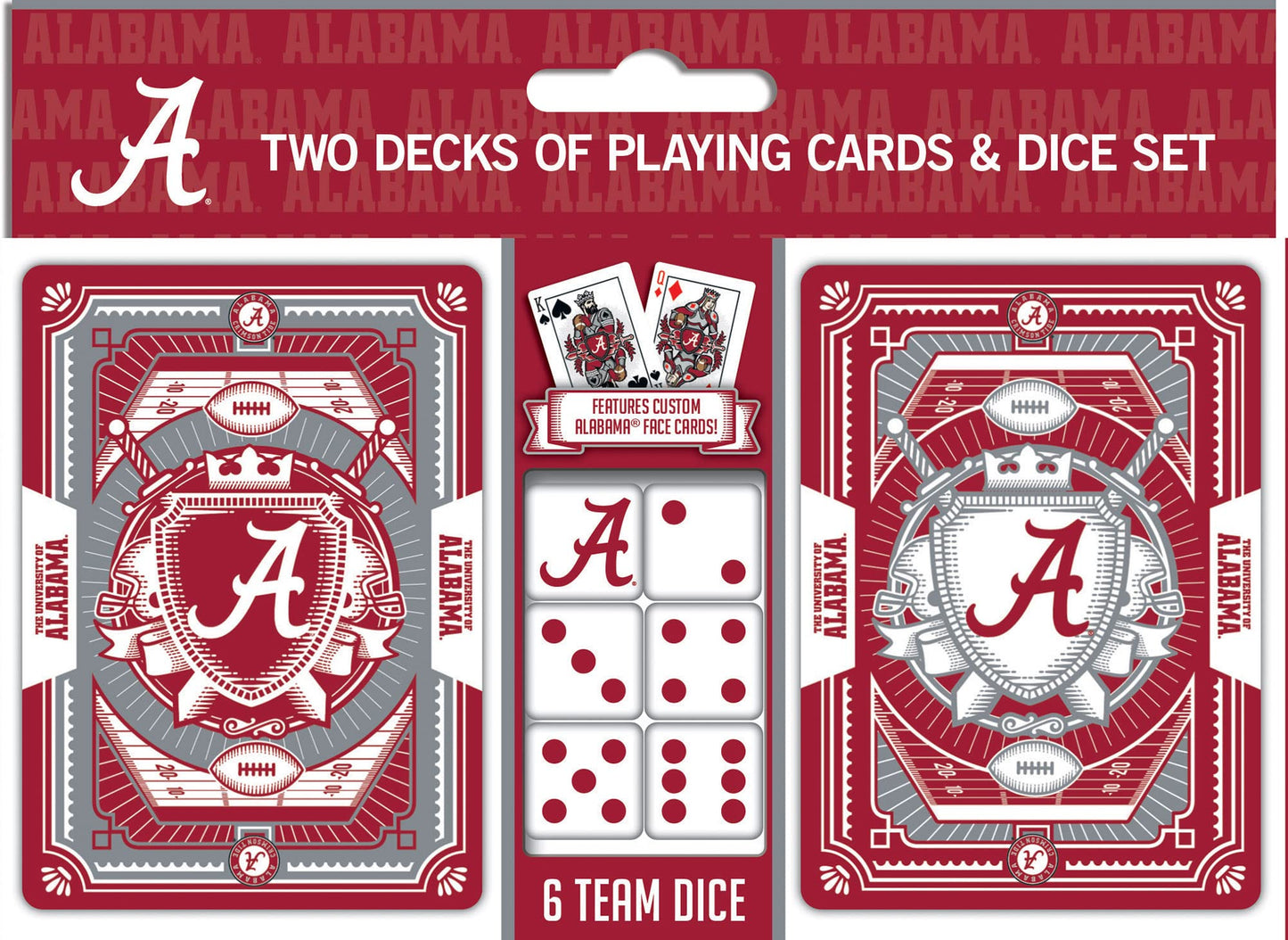 Masterpieces Game Day - NCAA Alabama Crimson Tide 2-Pack Playing Cards & Dice Pack - Officially Licensed Set for mature-themeds and Family