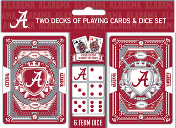 Masterpieces Game Day - NCAA Alabama Crimson Tide 2-Pack Playing Cards & Dice Pack - Officially Licensed Set for mature-themeds and Family