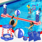 Gardentime Inflatable Volleyball Net and Basketball Hoops Pool Floating Toys Swimming Water Games for mature-themeds and Kids 8-12 Teens Volleyball Court (122 x25 x40 ) American Flag Summer Floaties