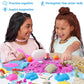 G.C Mermaid Sensory Bin for Girl Kid Toy, 103pcs Play Sand Art Kit with Sandbox/2lb Color Sand/6 Molds/Treasure Box/Shell, Ocean