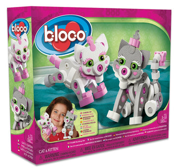 Bloco Toys Cat & Kitten | Stem Toy | Diy Building Construction Set (180 Pieces)