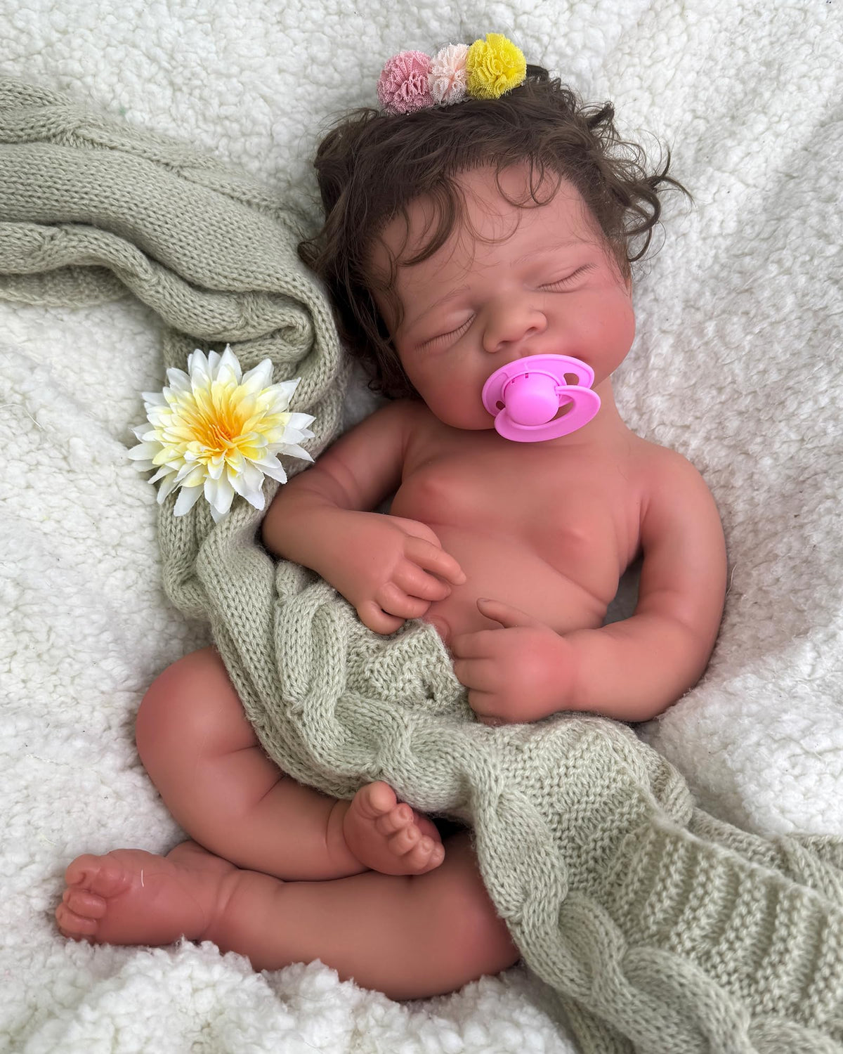 Oppaionaho 20Open Mouth Silicone Reborn Baby Dolls Boy with Rooted Hair