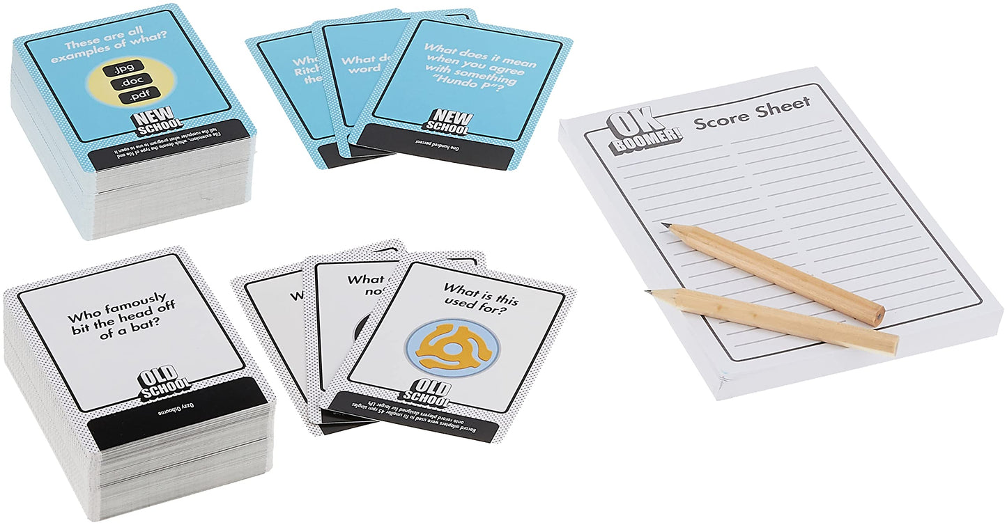 Games Adults Play Trivia Game - OK Boomer, 220 Cards, Cardboard, Sky Blue, Model 914401
