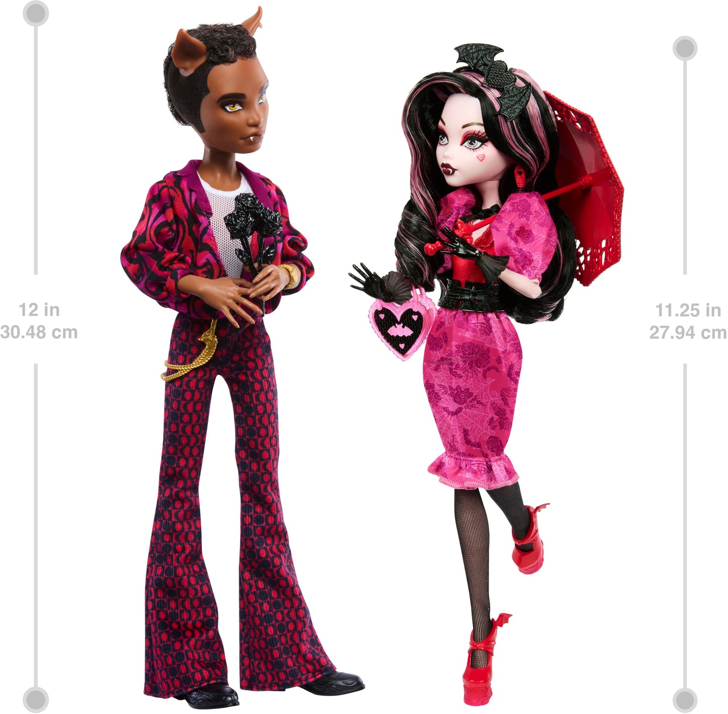 Monster High Howliday Love Edition Dolls, Draculaura & Clawd Wolf Collector Two-Pack With Valentine'S Accessories & Displayable Packaging