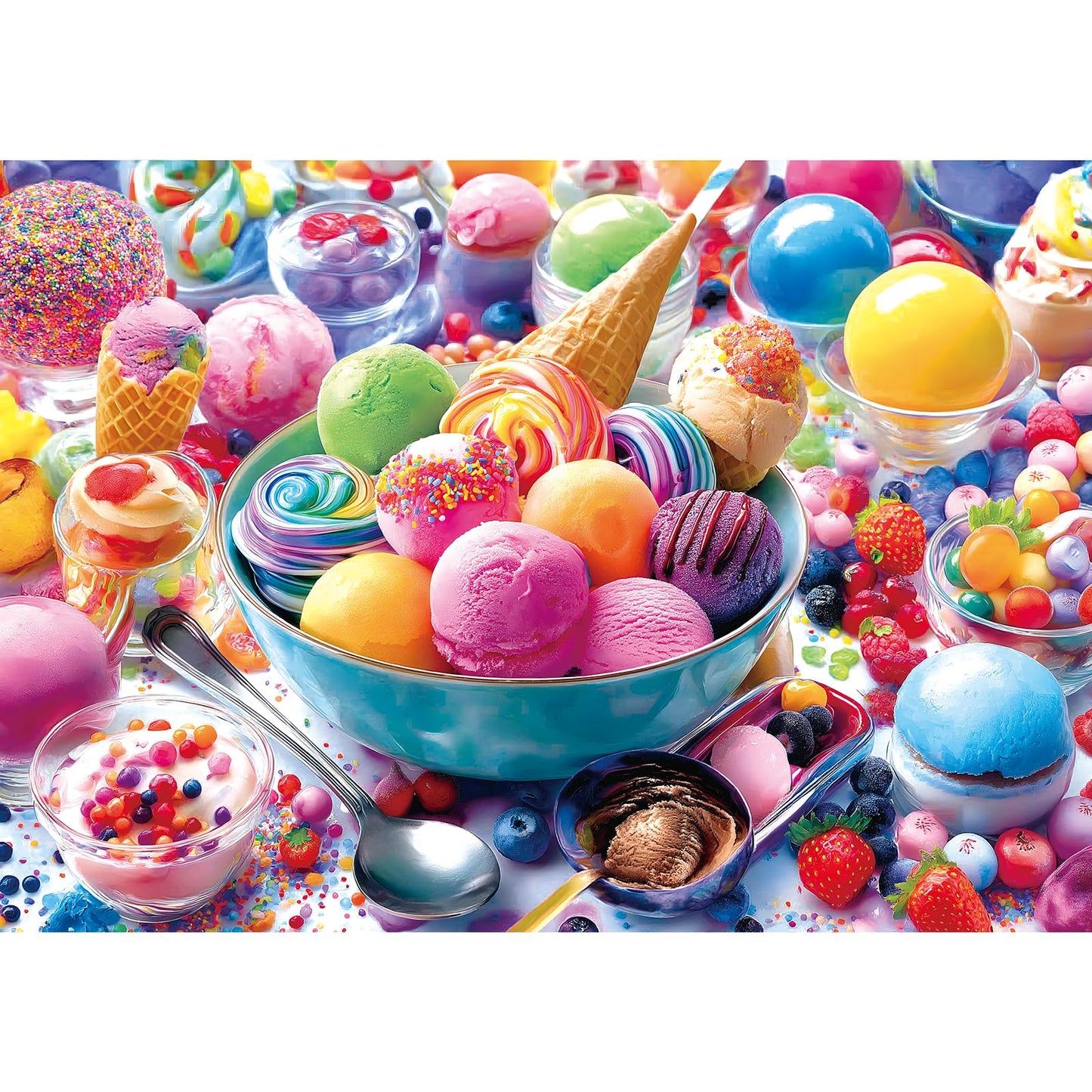 Ice Cream Sweets 1000 Piece Jigsaw Puzzle for mature-themeds Vibrant Summer Dessert mature-themed Jigsaw Puzzles Cool Unique Letters on Back Fun Family Challenging Puzzle Gifts for mature-themeds Senior (27.6 x19.7 )