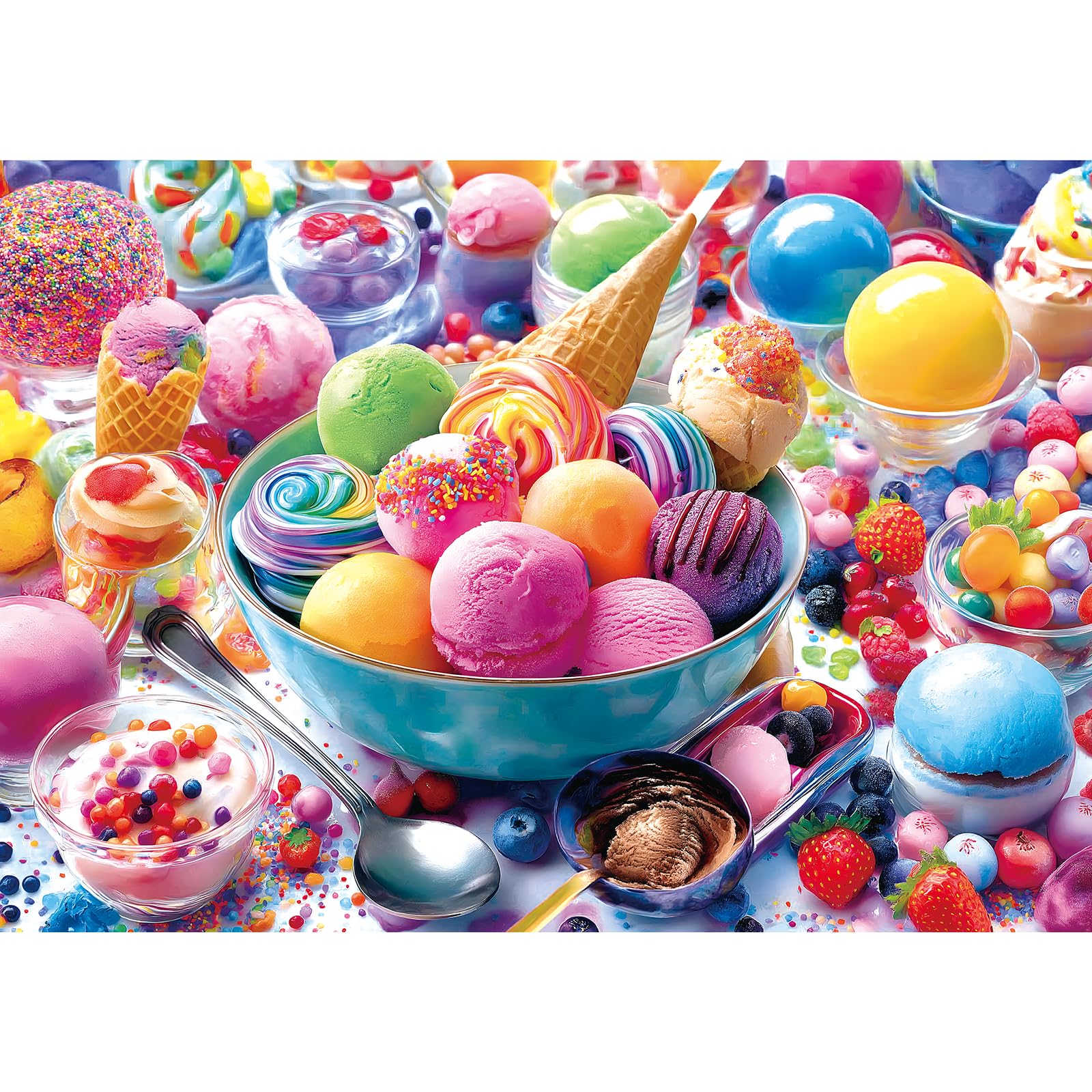 Ice Cream Sweets 1000 Piece Jigsaw Puzzle for mature-themeds Vibrant Summer Dessert mature-themed Jigsaw Puzzles Cool Unique Letters on Back Fun Family Challenging Puzzle Gifts for mature-themeds Senior (27.6 x19.7 )