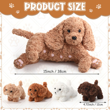 HyDren 5 Pcs Labradoodle Nurturing Dog Stuffed Animal Sets 15 Inch Soft Cuddly Labradoodle Plush Toys Nursing Mommy Dog with 4 P