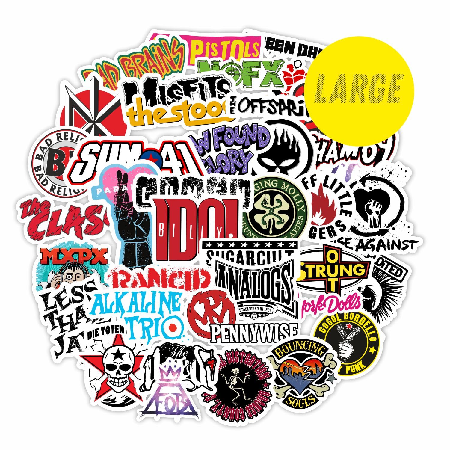 81Pcs Large Punk Stickers, Punk Rock Stickers, Band Stickers, Punk Rock Accessories Merch, Punk Music, Punk Rock Party Supplies,