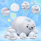 Ikasa Mommy Seal Stuffed Animal Mom And Baby Plush Toy, Cute 16'' Soft Small Mama Family Set Cuddly Toys With Little Mini Babies