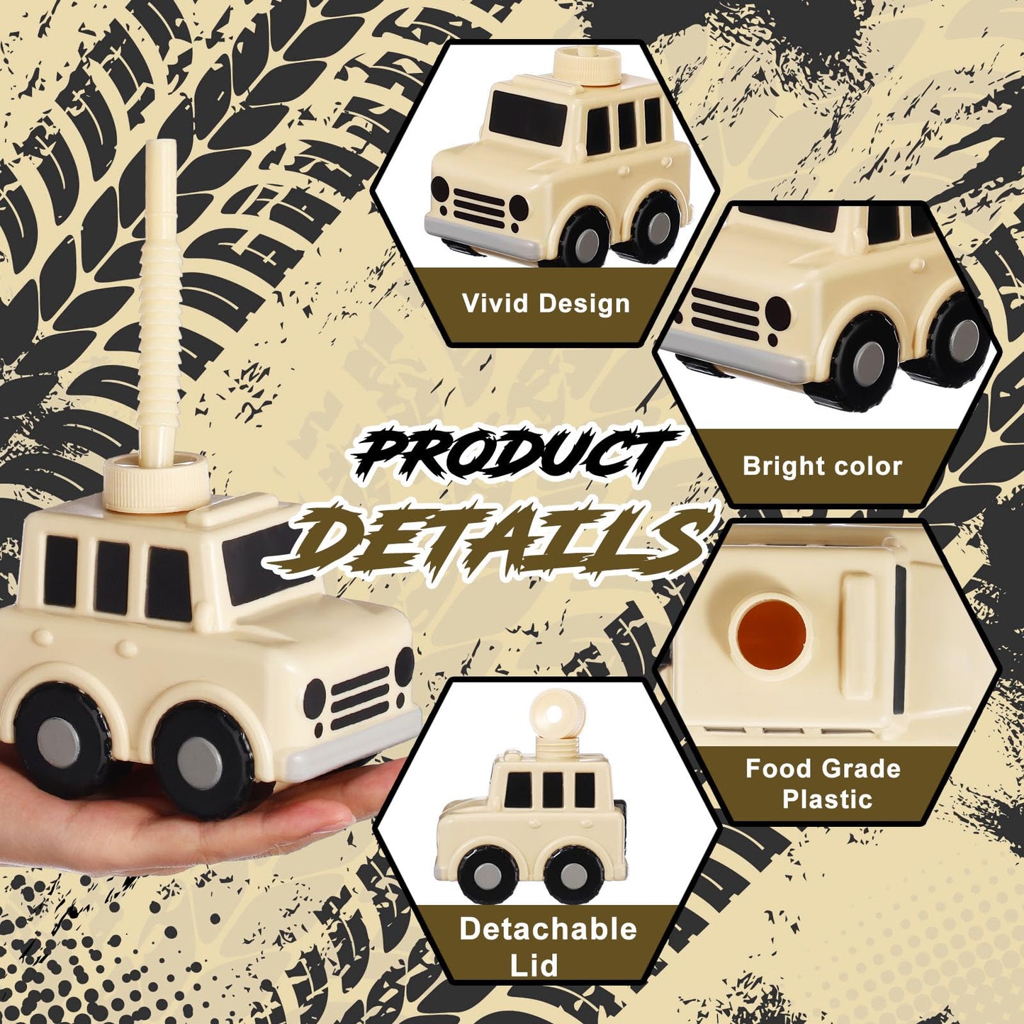 Tanlade 12 Pcs Vehicle Party Favor Gift Supplies SUV Cups with Straws, Plastic SUV Vehicle Shape Cup Reusable Vehicle Party Plas