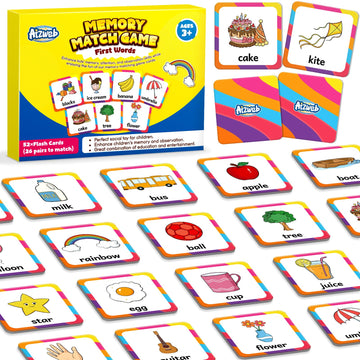 Aizweb First Words Match Game,Memory Game,52 Pcs Toddler Baby Flash Cards,Educational Toys For Pre K Preschool Kindergarten Learning Activities,Speech Therapy Materials Classroom Must Haves