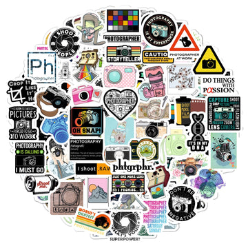 Bulbacraft 100Pcs Photography Stickers, Camera Stickers For Water Bottles, Laptop, Scrapbooking, Planners - Photographer Gifts W