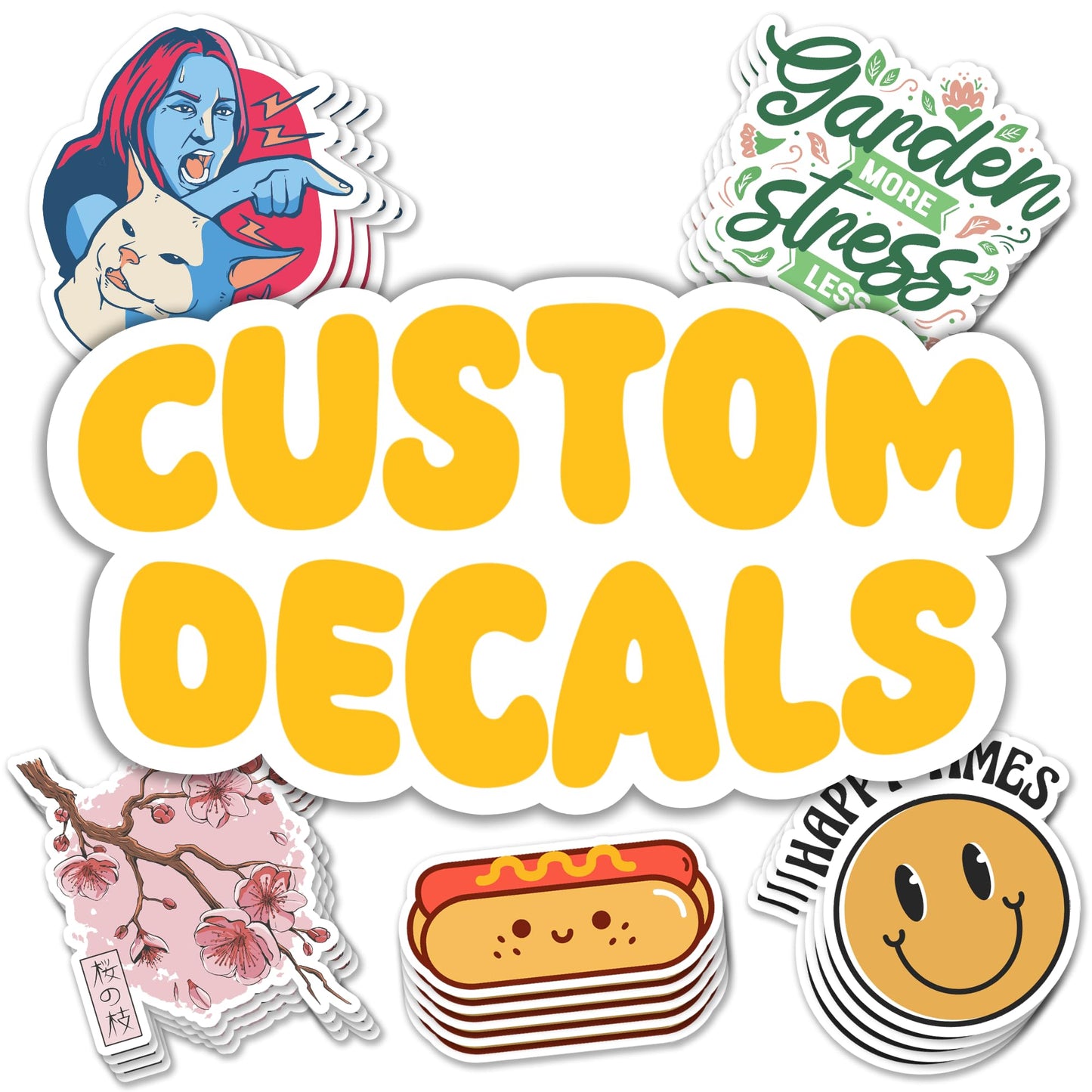 Vulgrco Personalized Custom Individually Die Cut Stickers Decals For Fun, Business, Weddings, Birthdays, Gifts Waterproof (Stand
